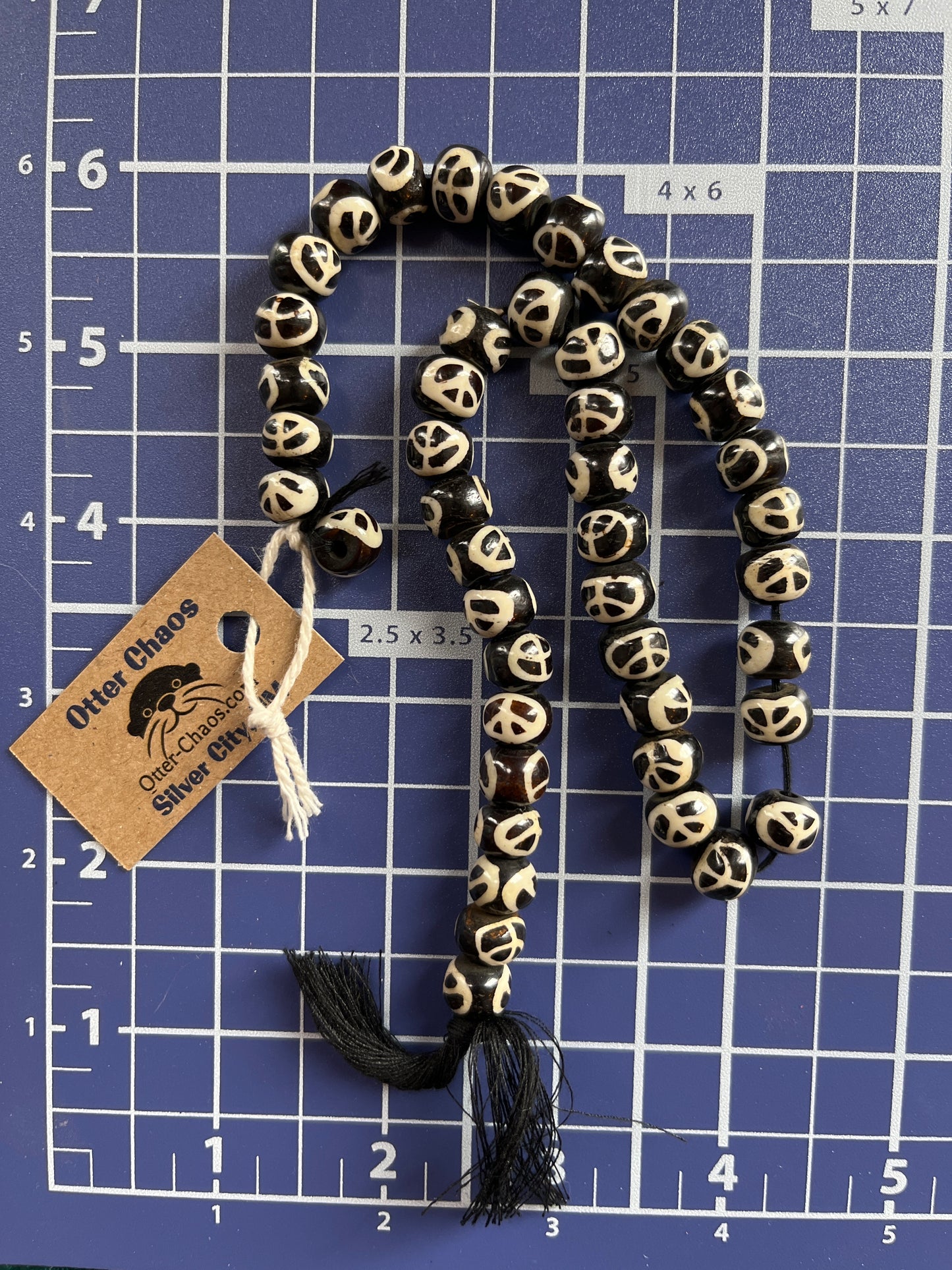 Ox bone hand painted beads