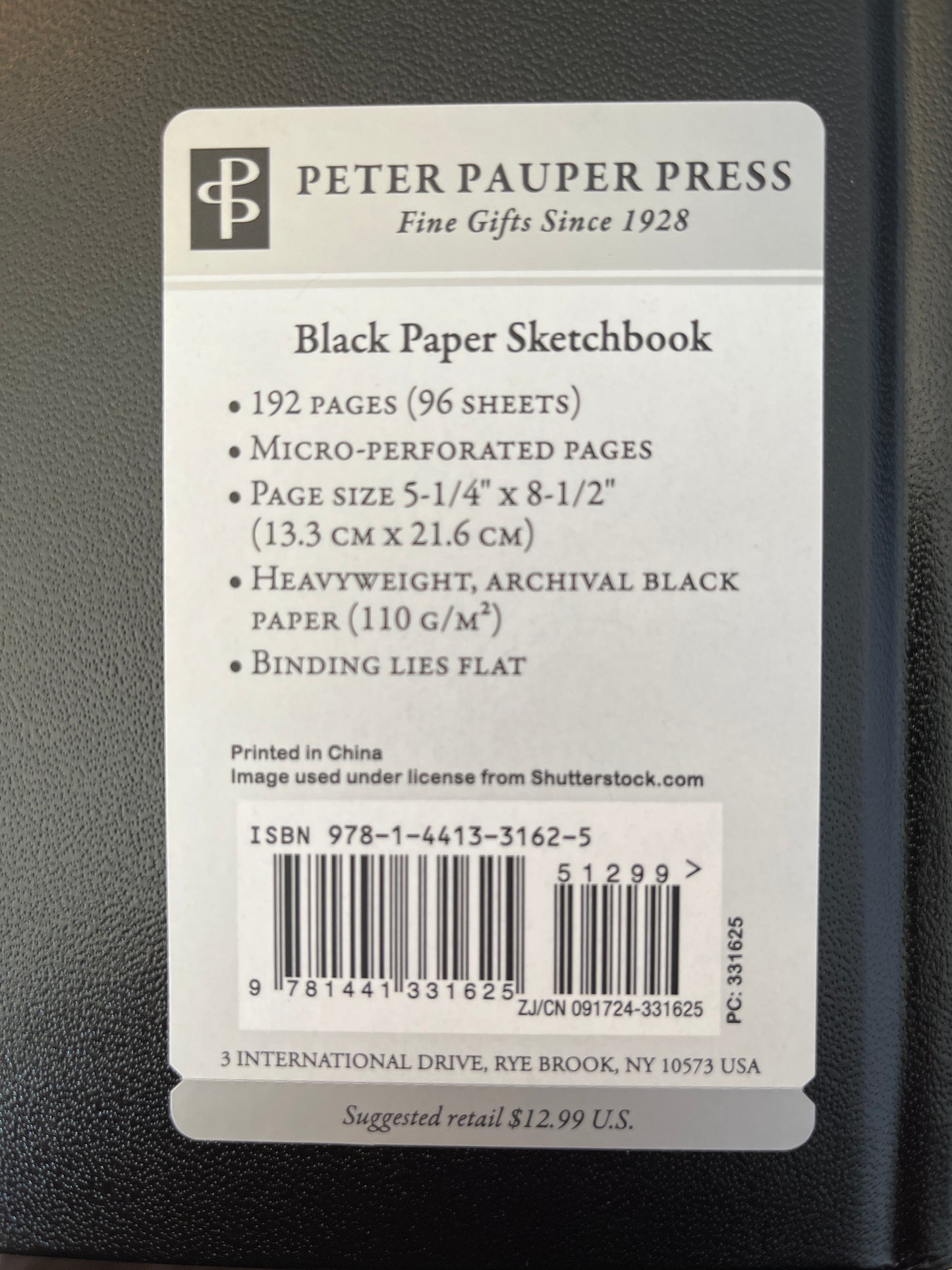 Black paper sketchbook