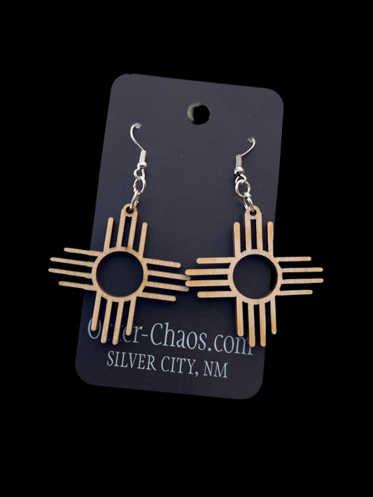 Wooden Zia earrings