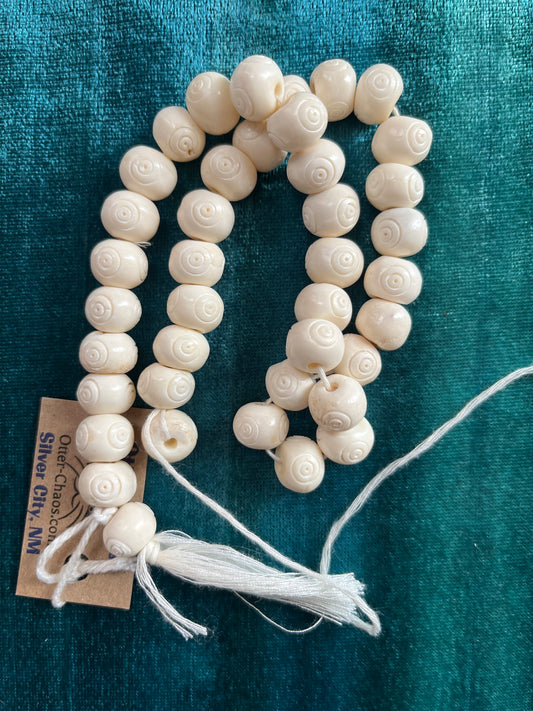 Carved Ox Bone Beads